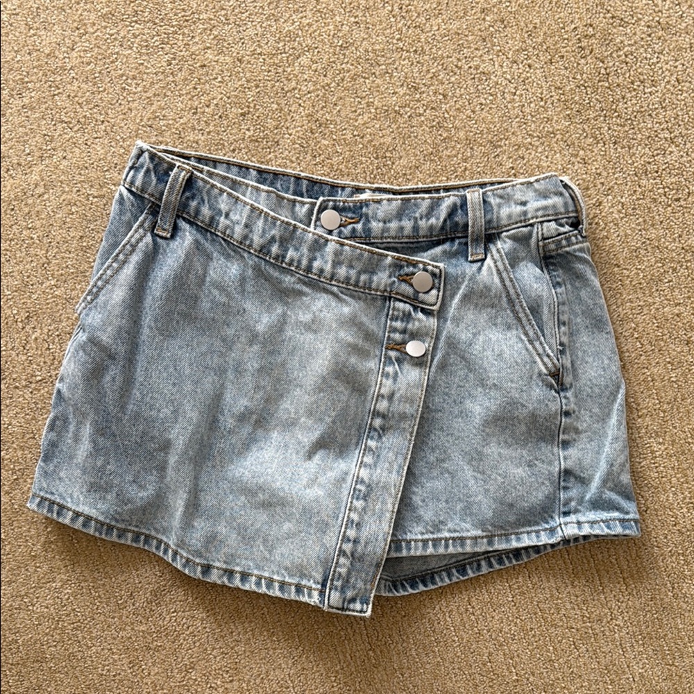 Stylish Denim Wrap Skort